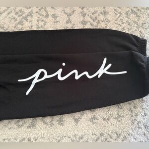 Victoria Secret Pink Black Sweatpants with White Pink Logo